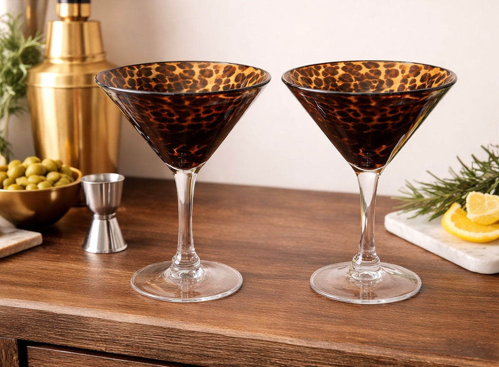 Leopard Print Martini Glass Set of 2
