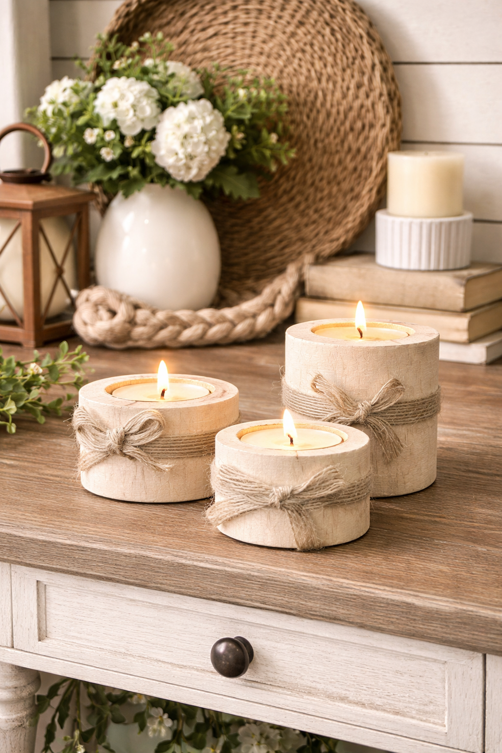 Wooden Candle Holder Set