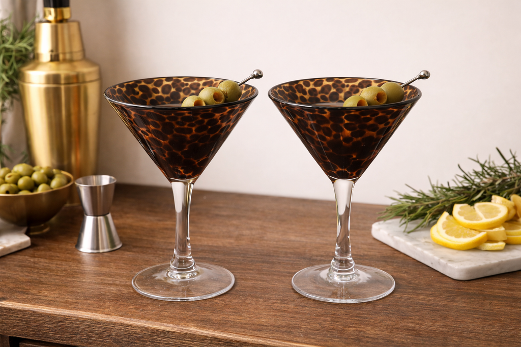 Leopard Print Martini Glass Set of 2